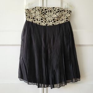 Lilly Pulitzer Black Gold Julie Silk Chiffon Strapless Formal‎ Dress Size 4